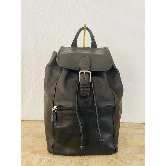 rare vtg COACH XL black Leather backpack / daypack / Rucksack serial# 0529 - Picture 1 of 9